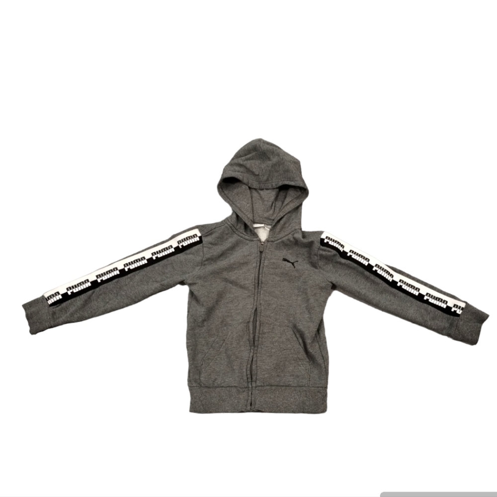 PUMA Kids Girl 6 Fleece Gray Hooded Zippered Sport Athletic Track Jacket